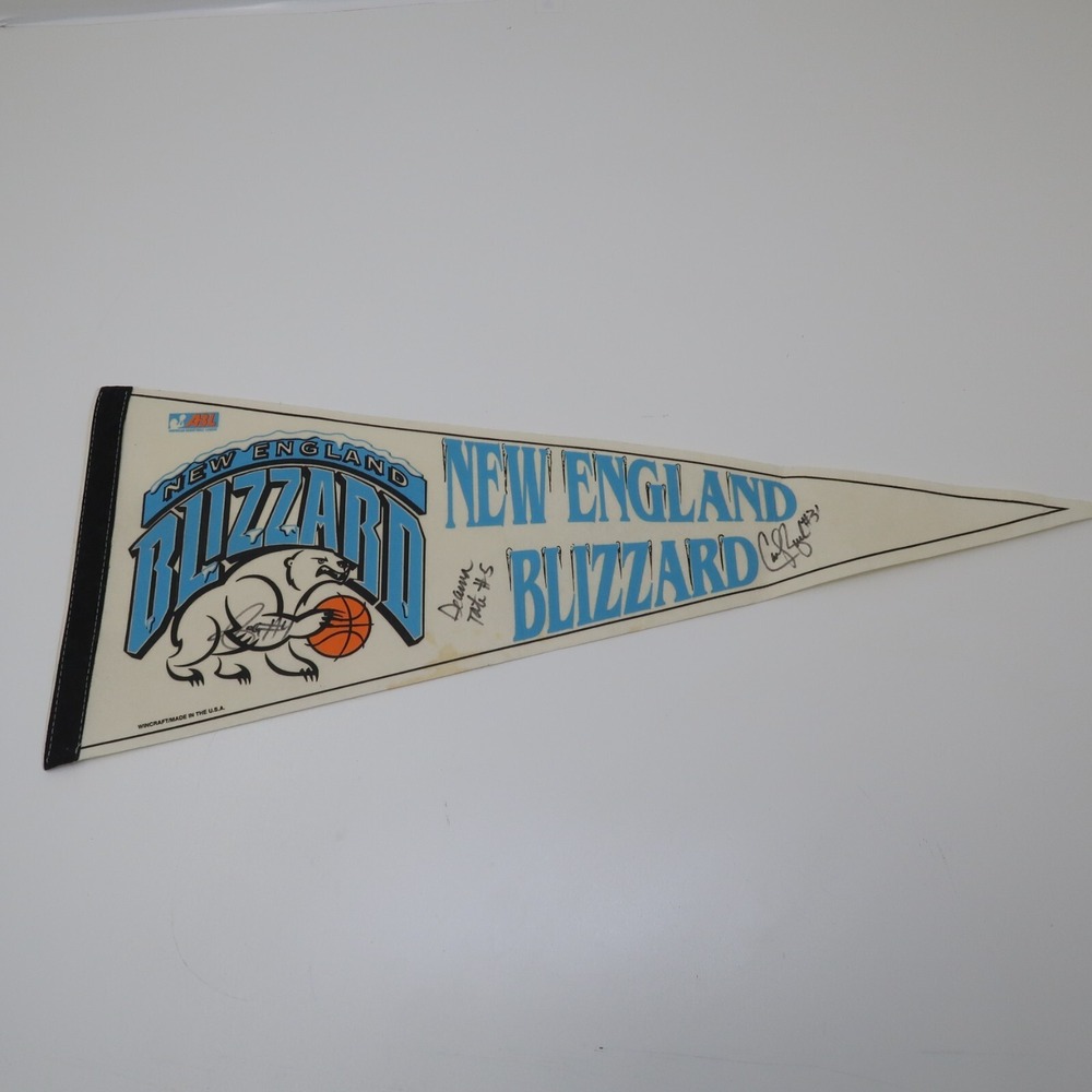 Vintage New England Blizzard ABL Basketball League Pennant Felt Autographed Sign